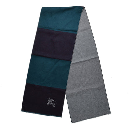 Burberry Cashmere Colorblock Reversible Scarf Grey Purple Turquoise 1 of 4