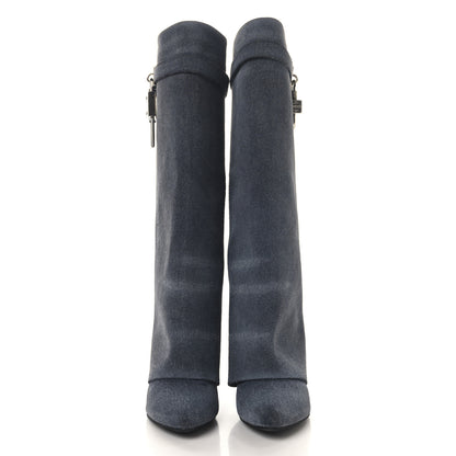 Givenchy Washed Denim Shark Lock Pant Boots 38 Black 2 of 9