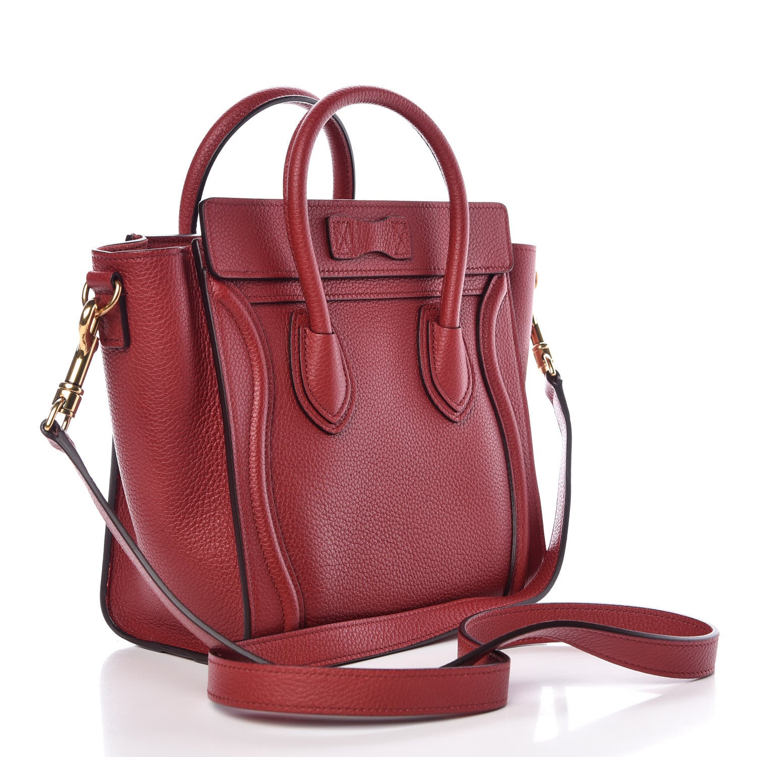 Celine Drummed Calfskin Nano Luggage Coquelicot 3 of 7