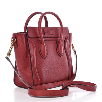 Celine Drummed Calfskin Nano Luggage Coquelicot 3 of 7