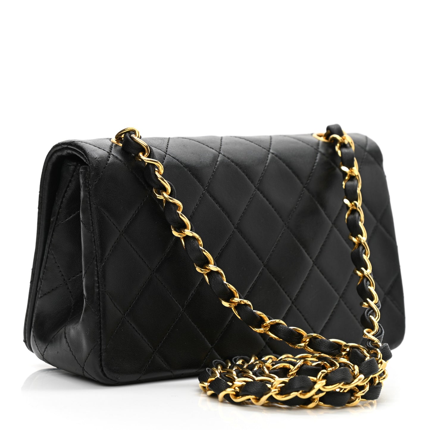 Lambskin Quilted Small Single Flap Bag Black