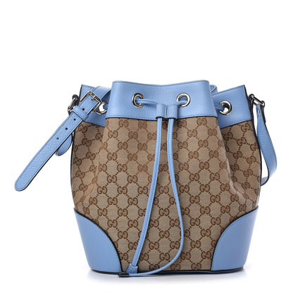 Gucci GG Monogram Calfskin Bucket Bag Blue 1 of 10