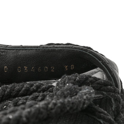 Chanel Cord Lambskin Quilted Logo Sandals 38 Black 8 of 9