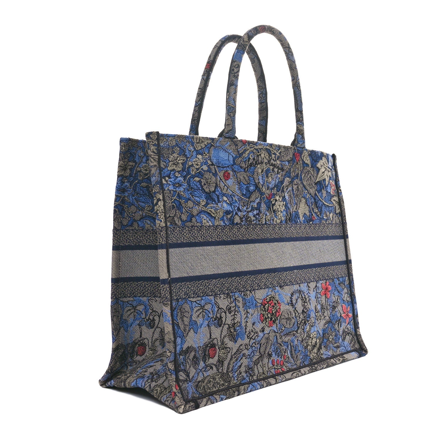 Christian Dior Canvas Embroidered Large Toile de Jouy Voyage Book Tote Blue Multicolor 3 of 10