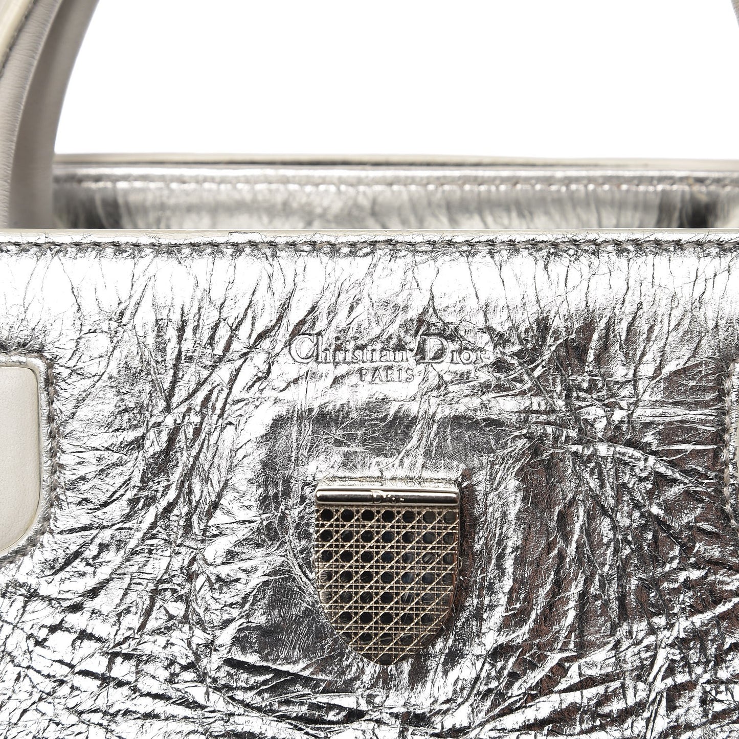 Metallic Calfskin Medium Diorever Flap Silver