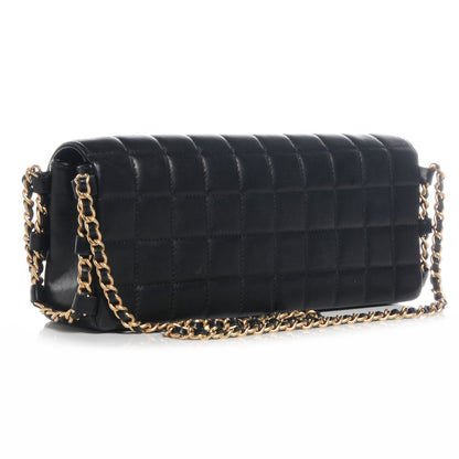 Chanel Lambskin East West Chocolate Bar Pearl Chain Flap Black 3 of 8