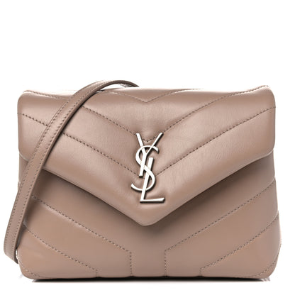Saint Laurent Calfskin Y Quilted Monogram Toy Loulou Crossbody Bag Dark Beige 1 of 10