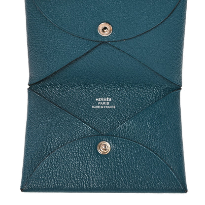 Hermes Chevre Mysore Calvi Card Case Vert Bosphore 5 of 10