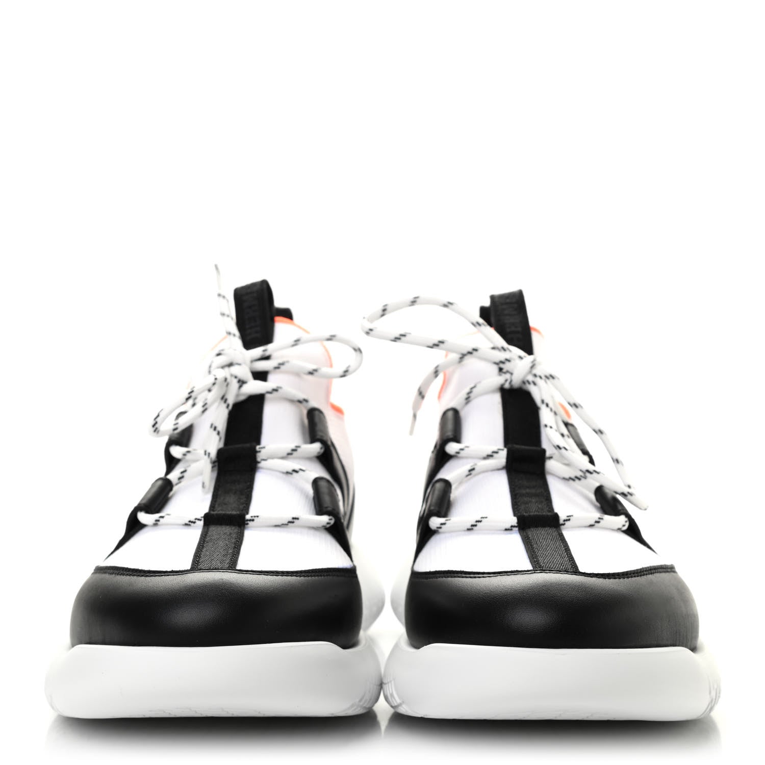 Hermes Technical Canvas Calfskin Mens Duel Sneakers 44 White Black 2 of 7