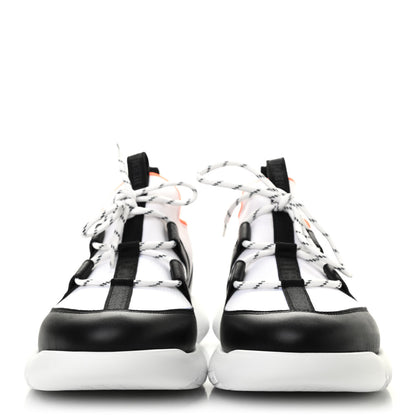 Hermes Technical Canvas Calfskin Mens Duel Sneakers 44 White Black 2 of 7