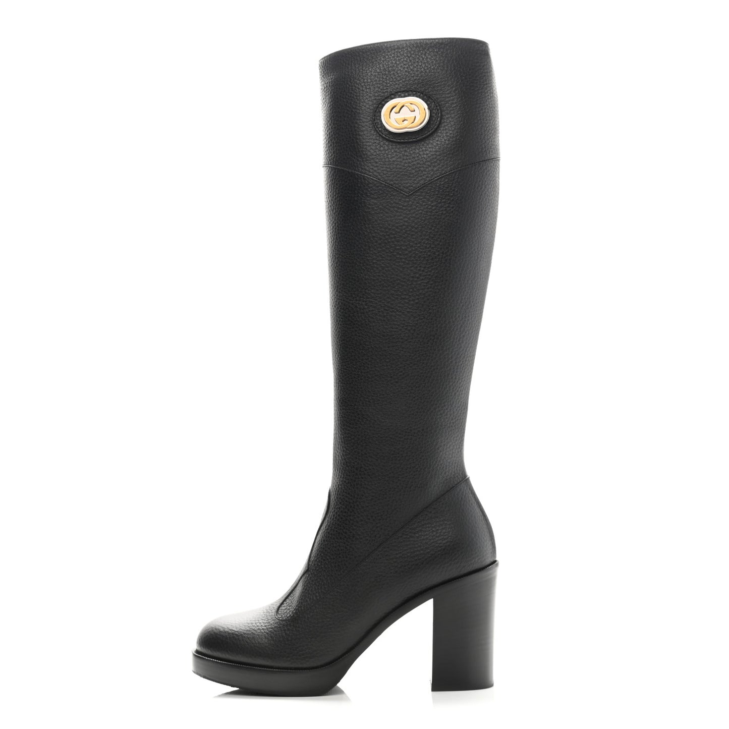 Austin Calfskin Interlocking G Knee High Boots 36.5 Black