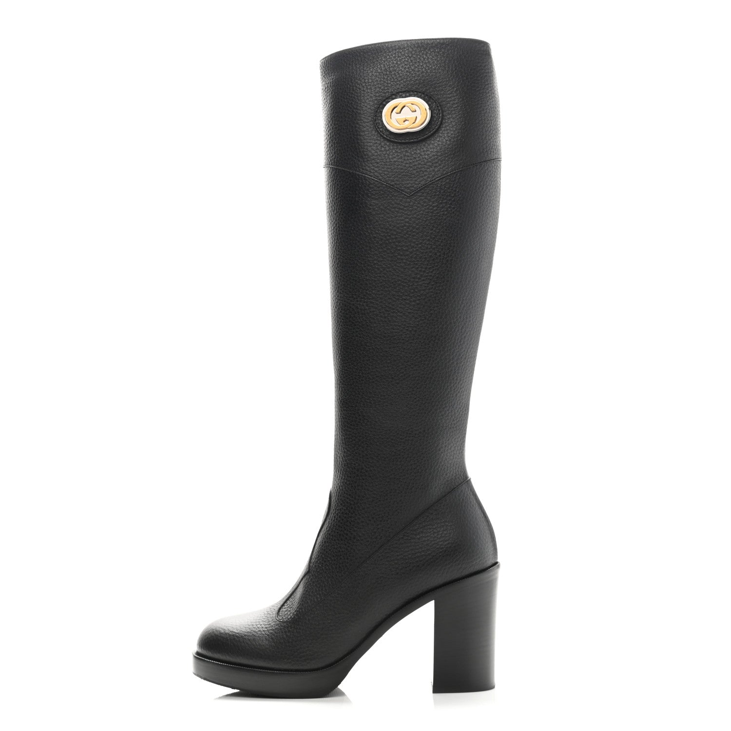 Gucci Austin Calfskin Interlocking G Knee High Boots 36.5 Black 1 of 11