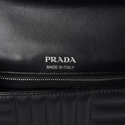 Prada Soft Calfskin Impunture Diagramme Small Chain Flap Shoulder Bag Black 7 of 8