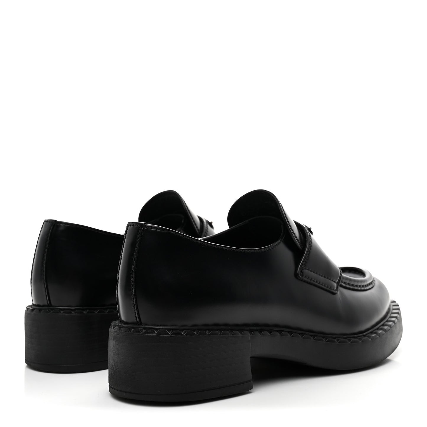 Spazzolato Metal Triangle Logo 50mm Loafers 36 Black
