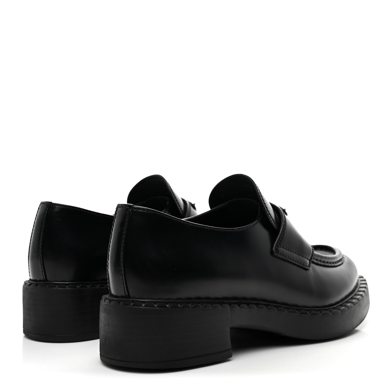 Prada Spazzolato Metal Triangle Logo 50mm Loafers 36 Black 5 of 10