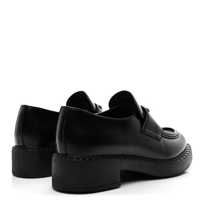 Prada Spazzolato Metal Triangle Logo 50mm Loafers 36 Black 5 of 10