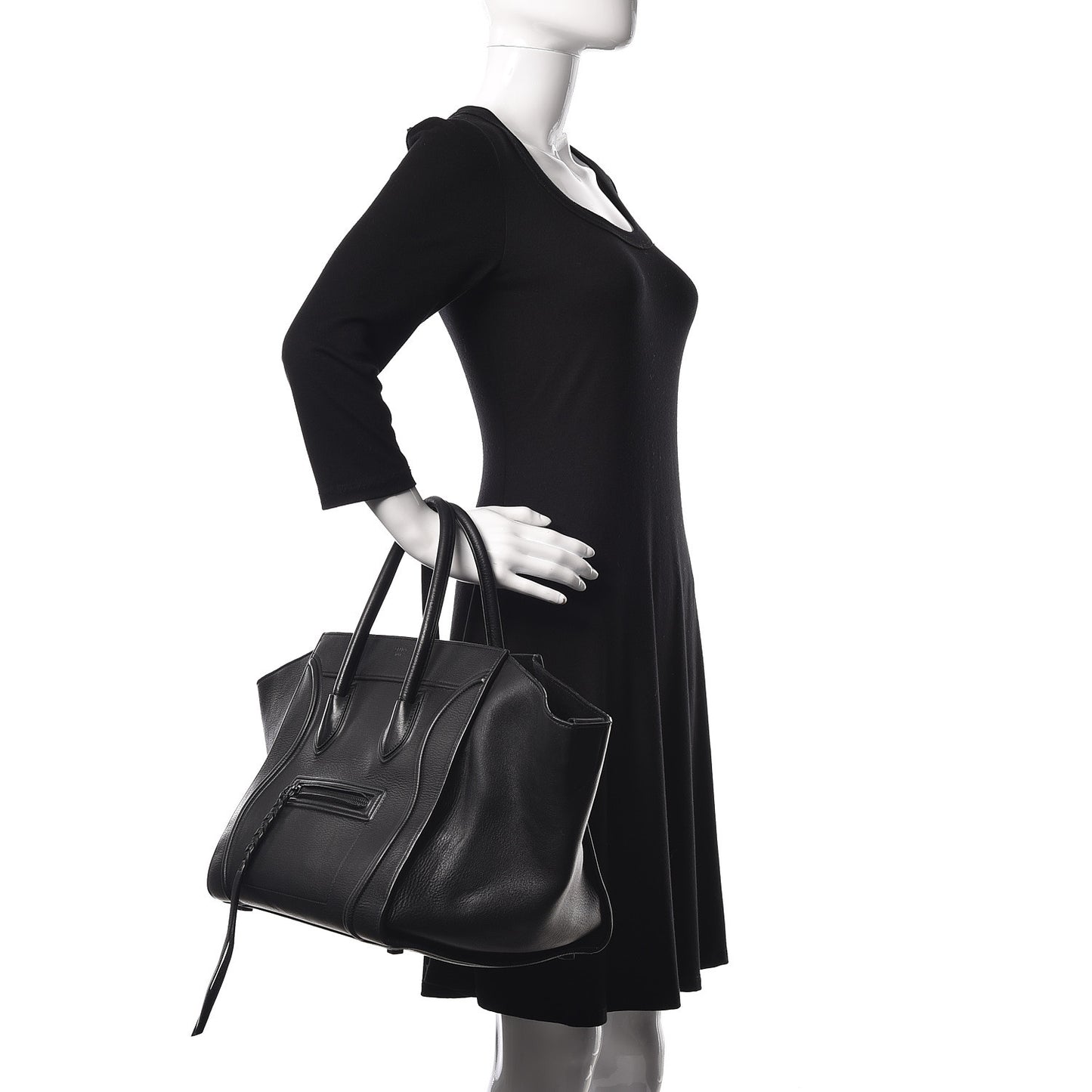 Supple Calfskin Medium Phantom Luggage Black