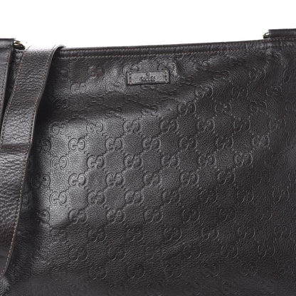 Gucci Guccissima Medium Flat Messenger Bag Dark Brown 7 of 13
