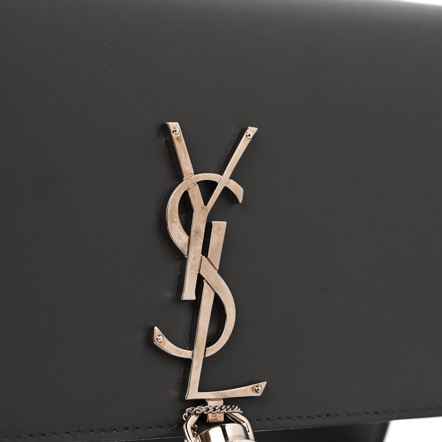 Smooth Calfskin Classic Monogram Kate Tassel Chain Wallet Asphalt