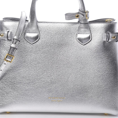 Burberry Metallic Grainy Calfskin House Check Medium Banner Tote Silver 10 of 11