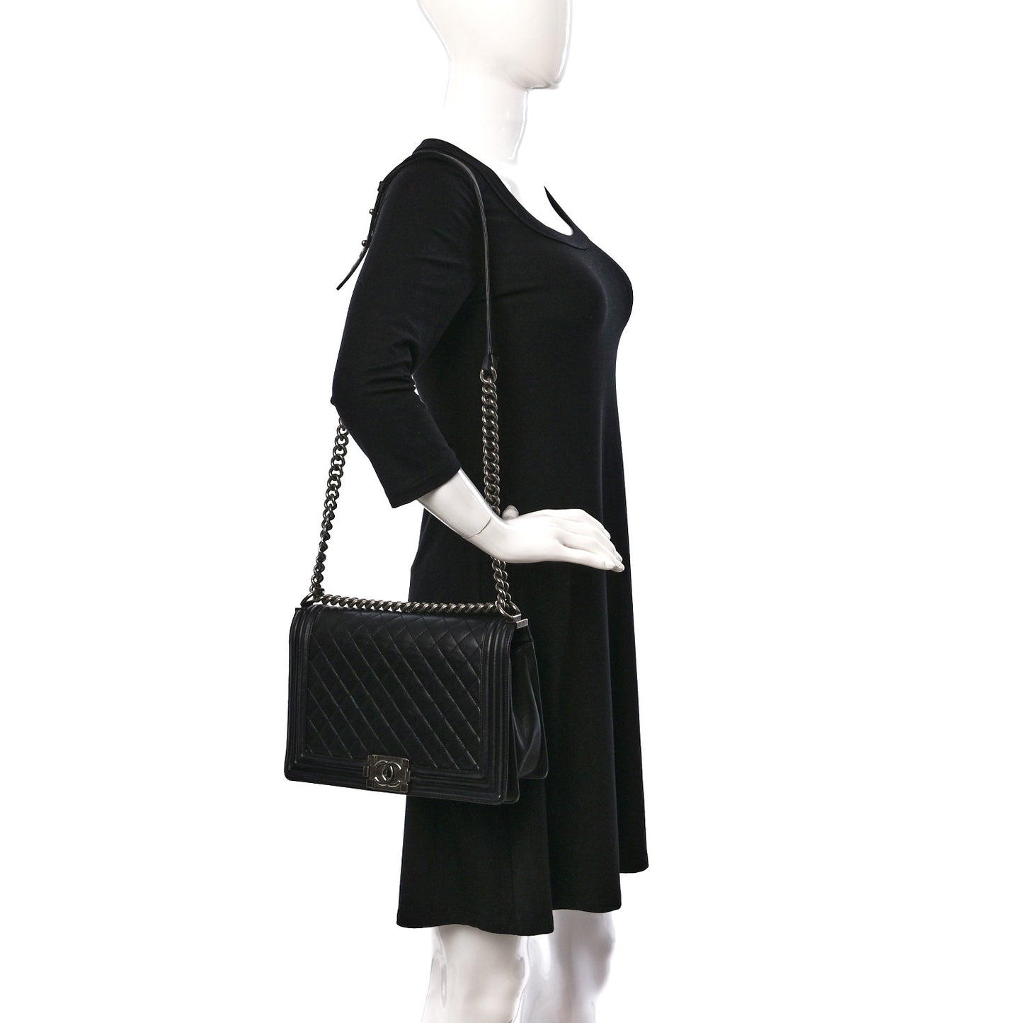 Lambskin Quilted New Medium Boy Flap Black