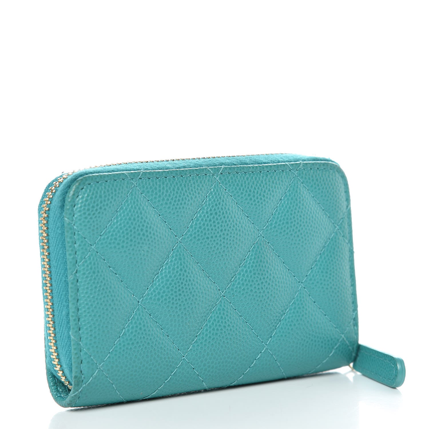 Chanel Caviar Quilted Zip Coin Purse Turquoise 3 of 11