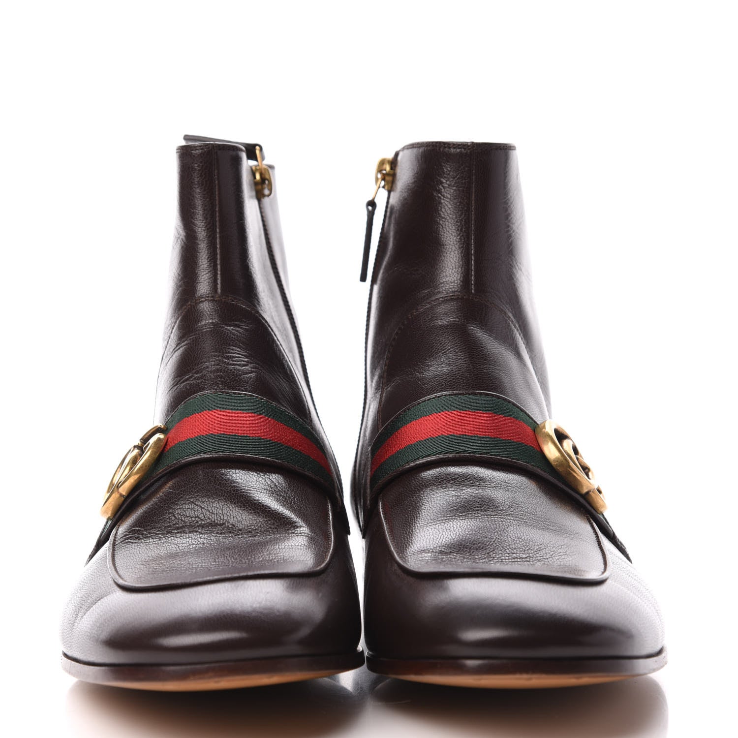 Gucci Goatskin Web Mens GG Ankle Boots 9 Cocoa 2 of 9