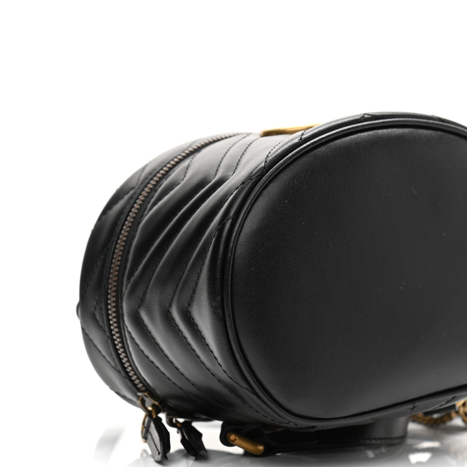Gucci Calfskin Matelasse Mini GG Marmont Round Backpack Black 8 of 11
