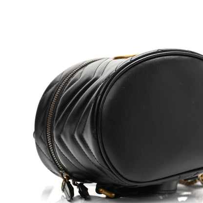 Gucci Calfskin Matelasse Mini GG Marmont Round Backpack Black 8 of 11