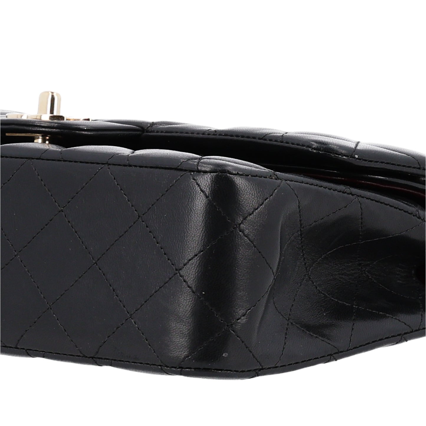 Lambskin Quilted Medium Double Flap Black