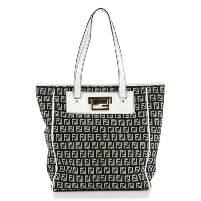 Fendi Zucchino Vitello Tote Black White 1 of 8