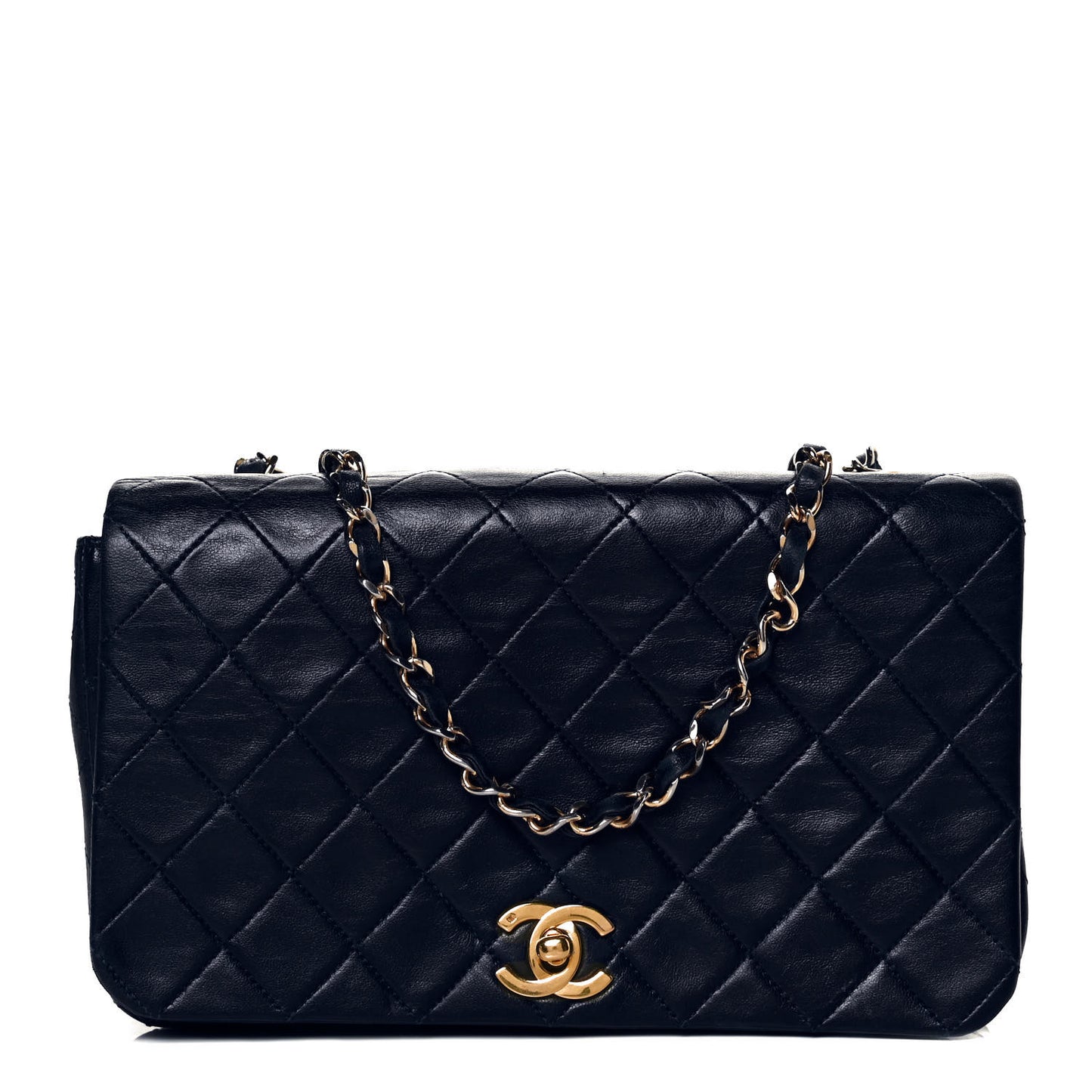 Aged Calfskin Quilted Medium Pondichery Flap Black