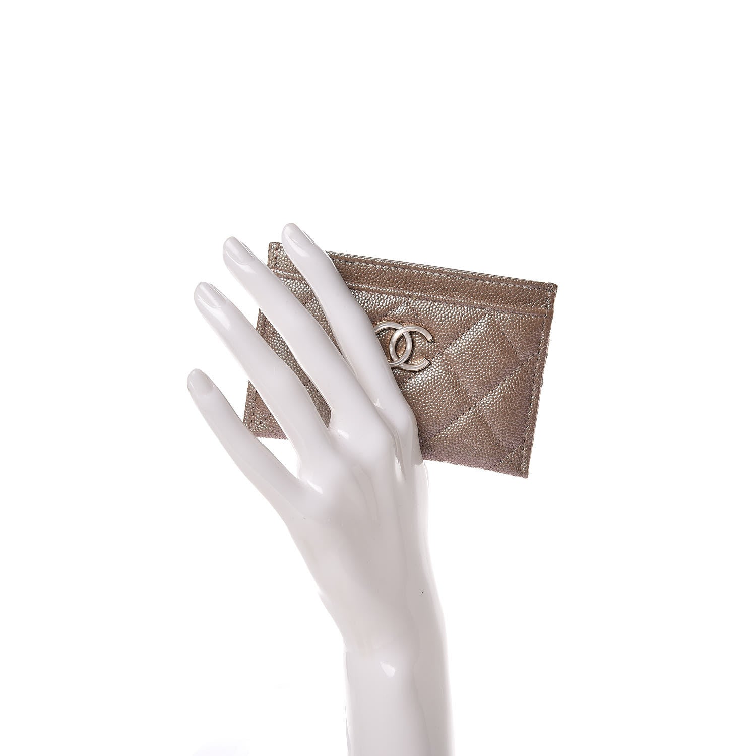Chanel Iridescent Caviar Quilted Card Holder Beige 2 of 9