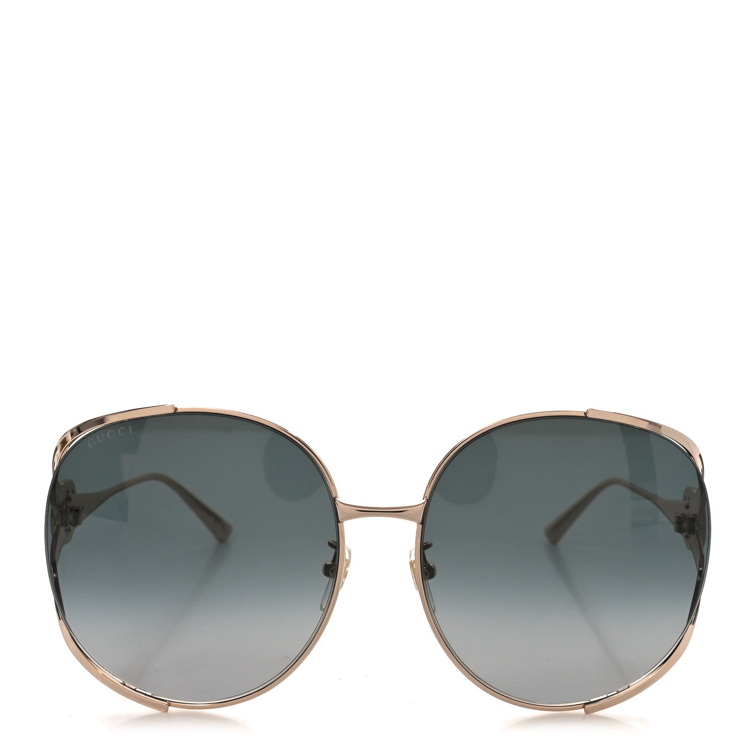 Gucci Metal Oversized Round Frame GG0225S Sunglasses Gold 2 of 7