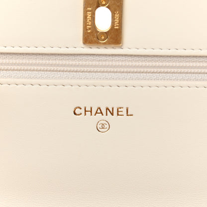 Chanel Lambskin Quilted CC Pearl Crush Wallet on Chain WOC White 5 of 11