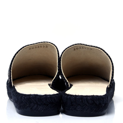 Chanel Tweed CC Slip On Espadrilles 39 Black Silver 4 of 6