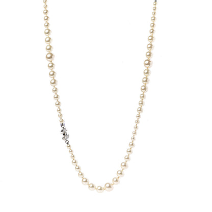 Chanel Graduated Pearl CC Long Necklace Silver 1 of 6