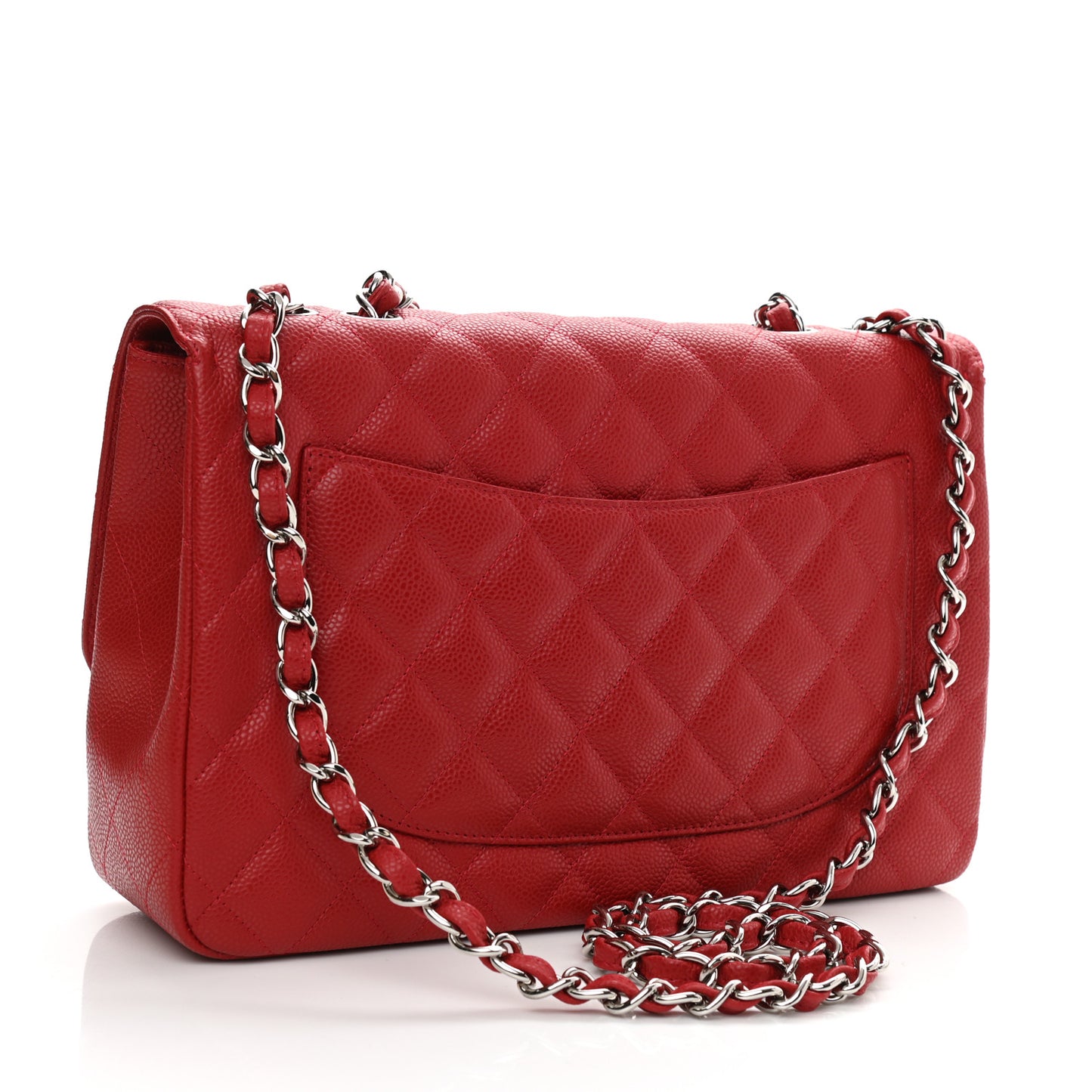 Caviar Quilted Jumbo Single Flap Red