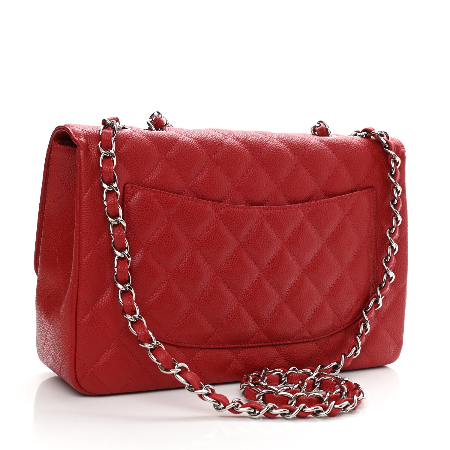 Chanel Caviar Quilted Jumbo Single Flap Red 3 of 10
