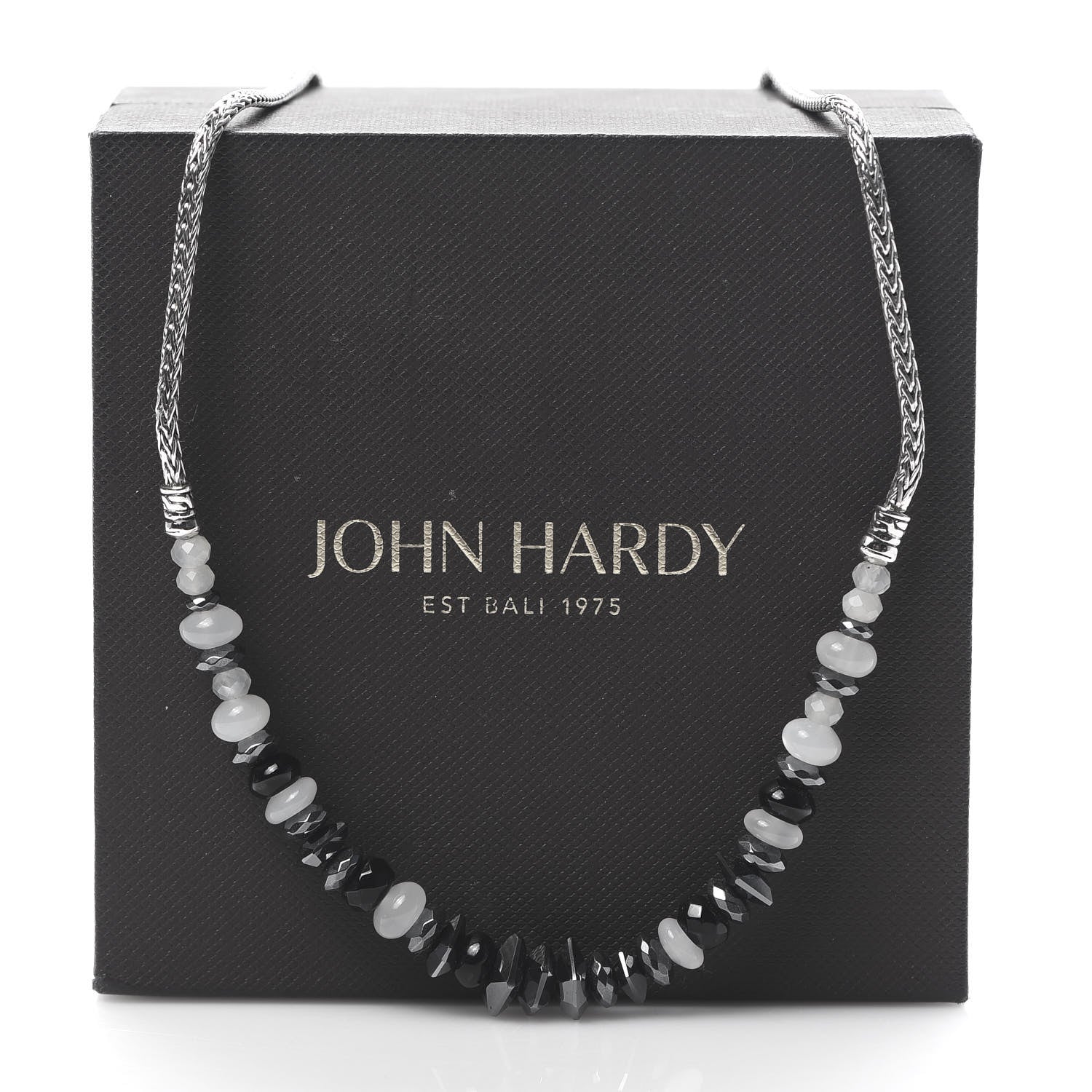 John Hardy Sterling Silver Hematite Moonstone Black Onyx Classic Chain Necklace 6 of 6