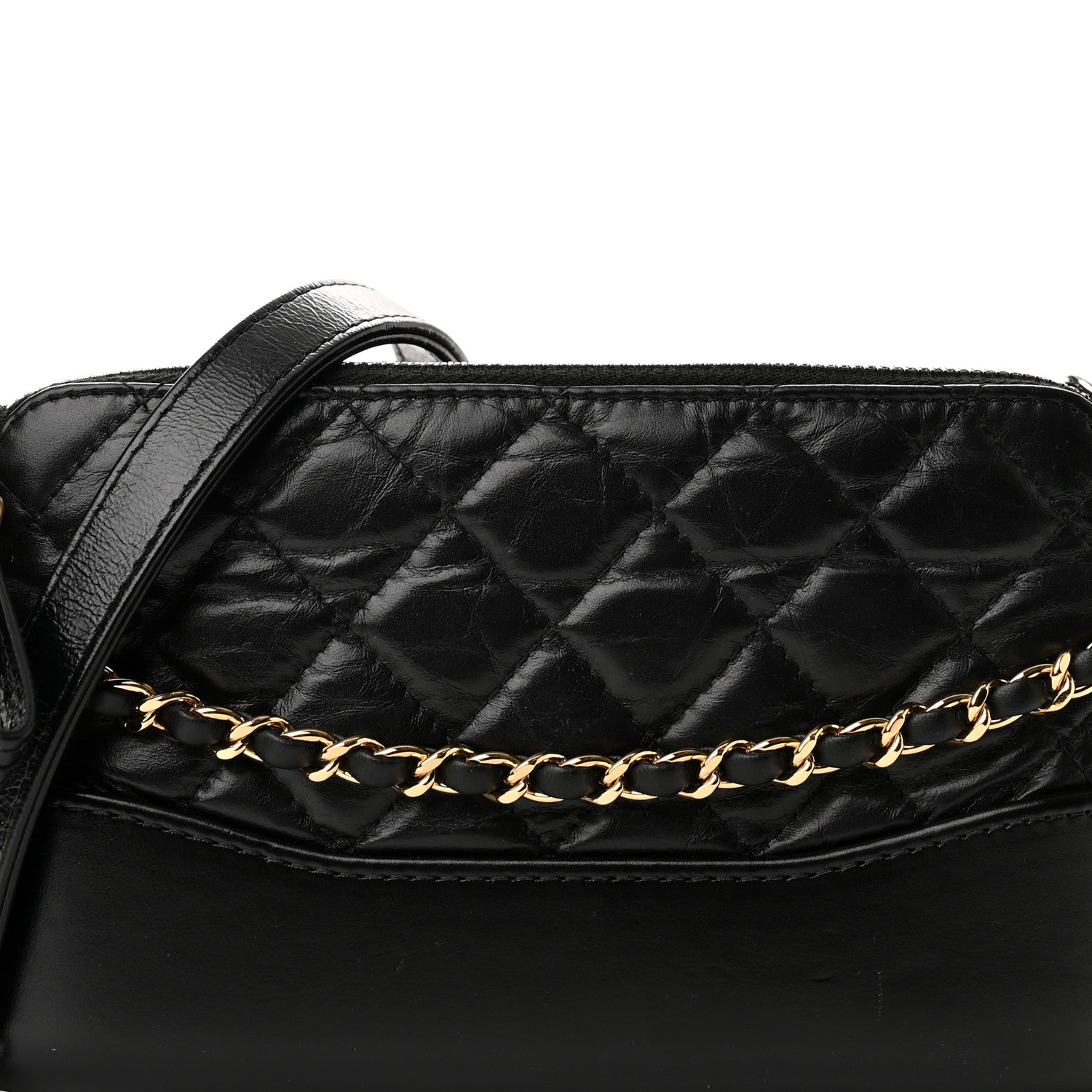 Chanel Aged Calfskin Quilted Small Gabrielle Clutch With Chain Black 11 of 13