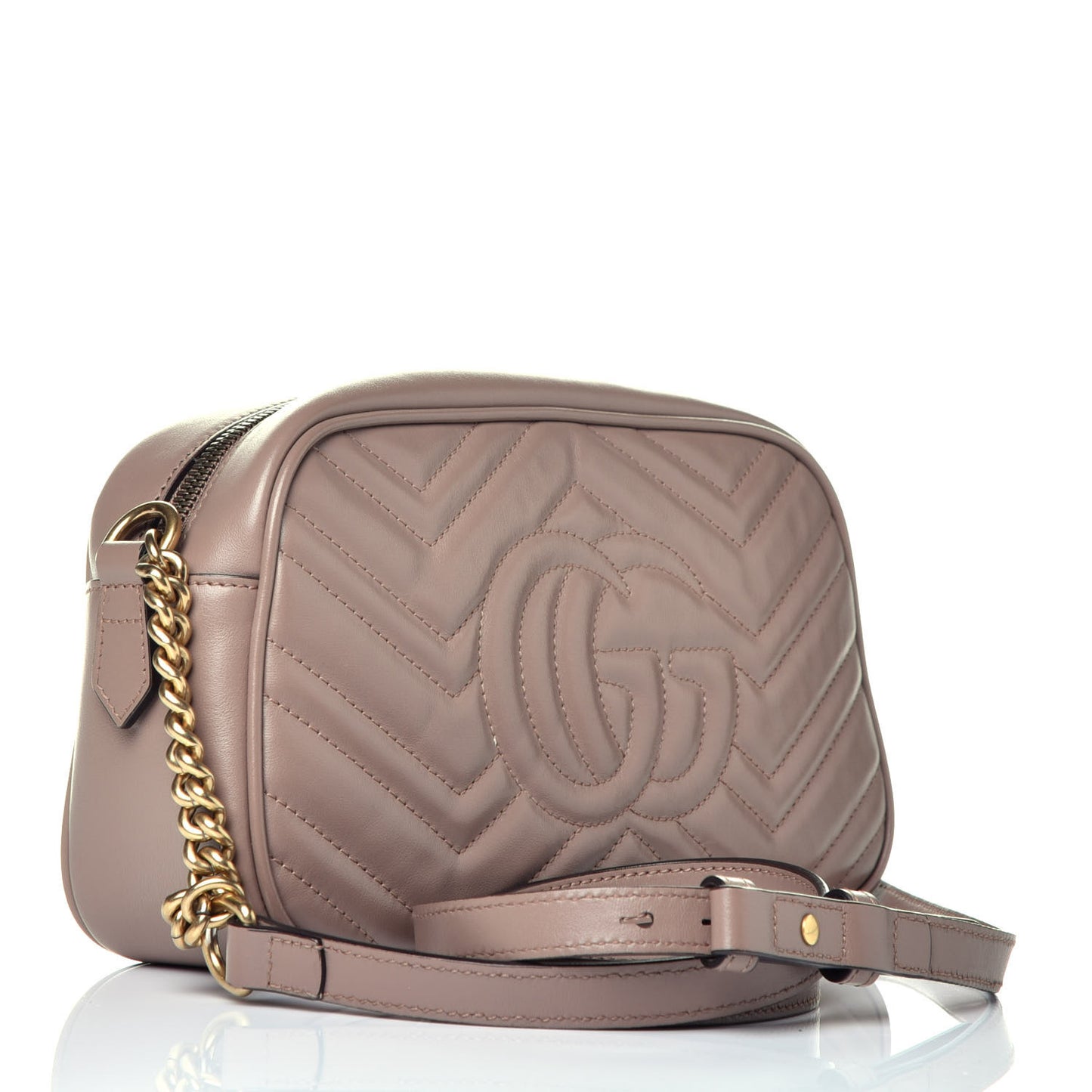 Calfskin Matelasse Small GG Marmont Chain Shoulder Bag Porcelain Rose