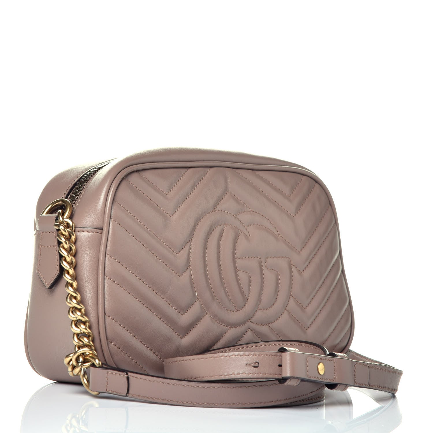Gucci Calfskin Matelasse Small GG Marmont Chain Shoulder Bag Porcelain Rose 3 of 9