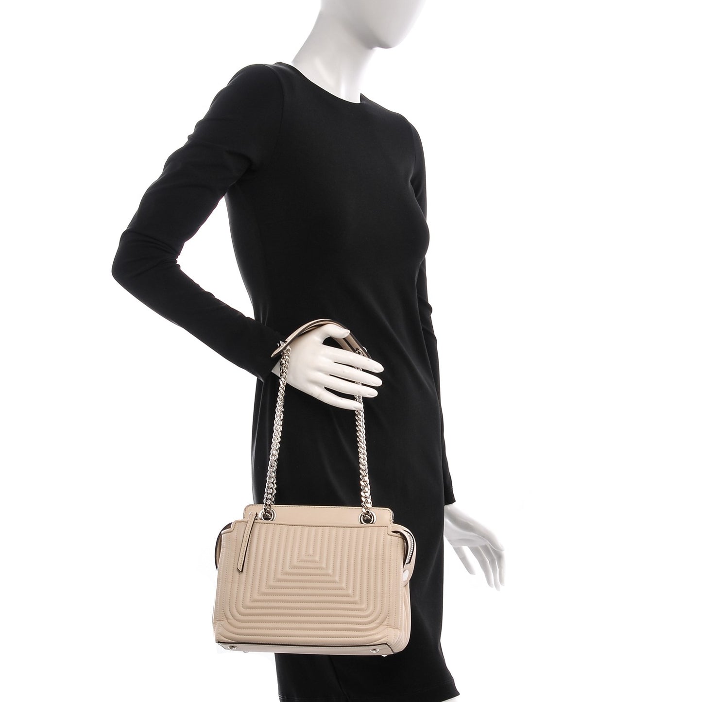 Shiny Nappa Trapuntata Small DotCom Click Chain Satchel Camelia