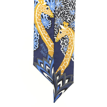 Hermes Silk The Three Graces Twilly Bleu Nuit Gold Black 4 of 5