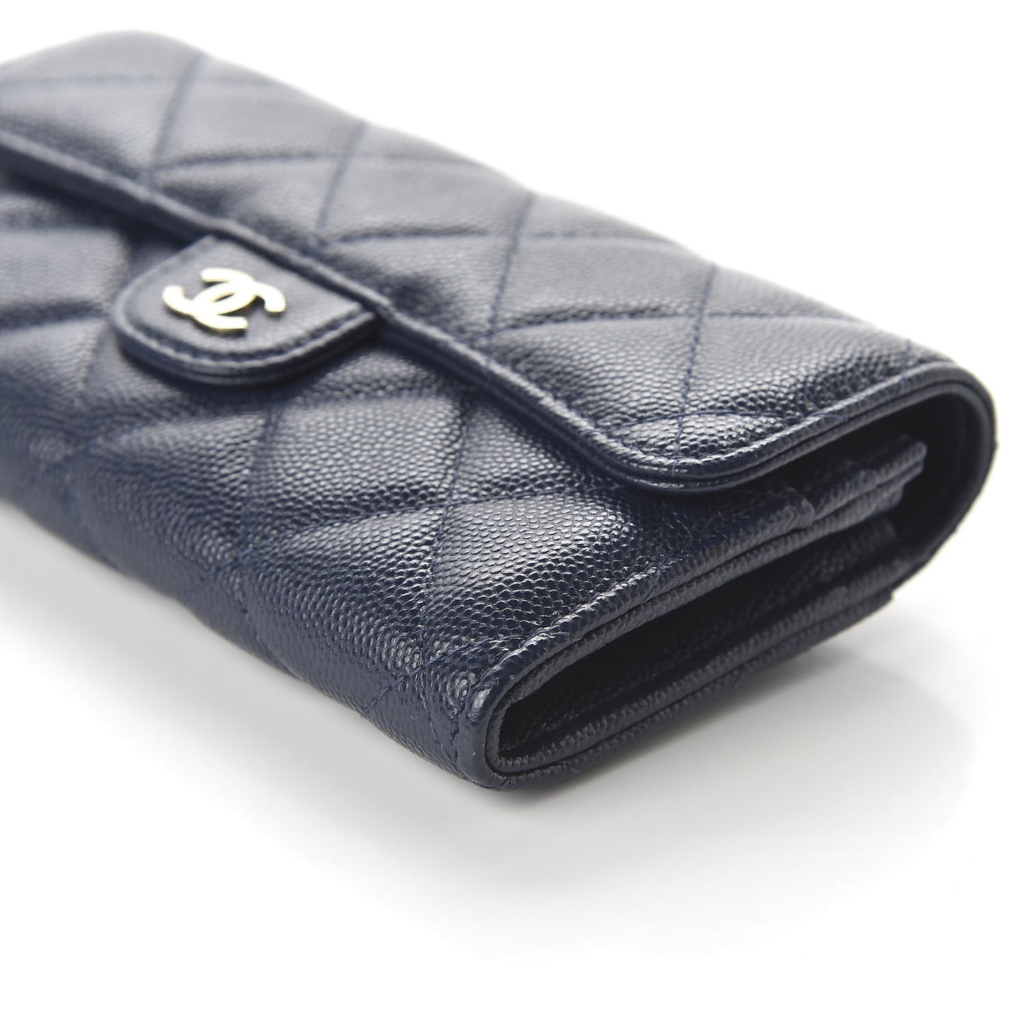 Caviar Quilted Medium Flap Wallet Blue