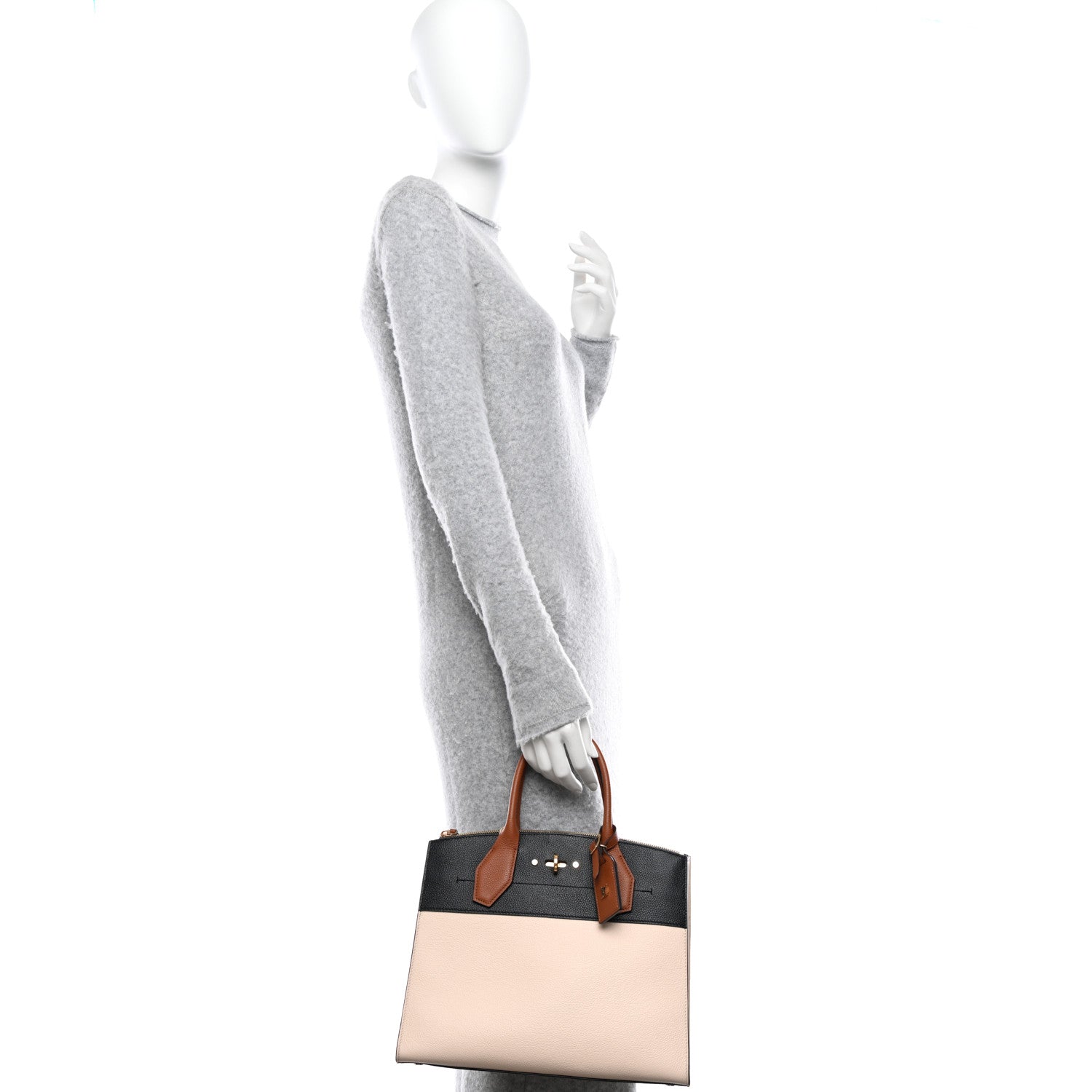 Louis Vuitton Taurillon City Steamer MM Black Caramel Creme 2 of 11