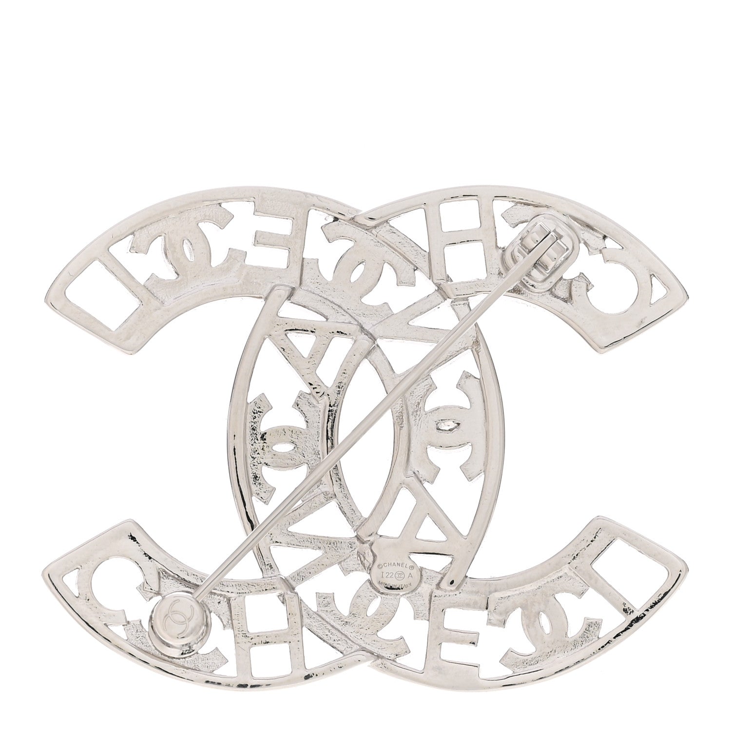 Chanel Crystal CC Brooch Silver 3 of 5