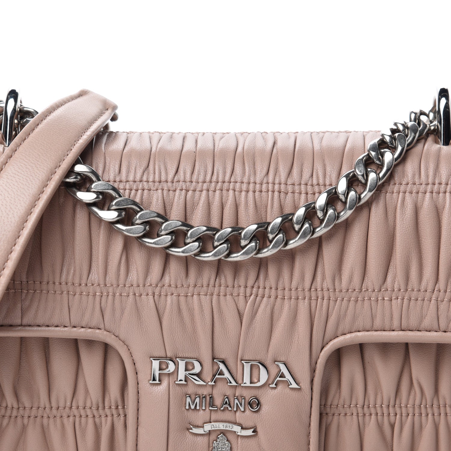 Prada Nappa Gaufre Small Chain Flap Shoulder Bag Cipria 11 of 11