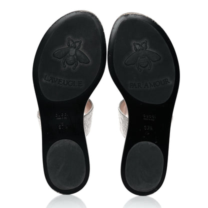 Gucci Nappa Silk Galassia GG Marmont Thong Flat Sandals 37.5 Platino 5 of 7